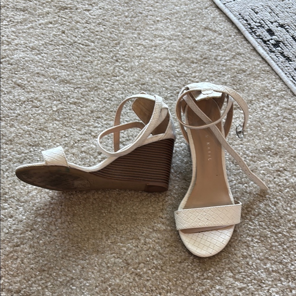 Kelly & Katie Cream Wedge Sandals